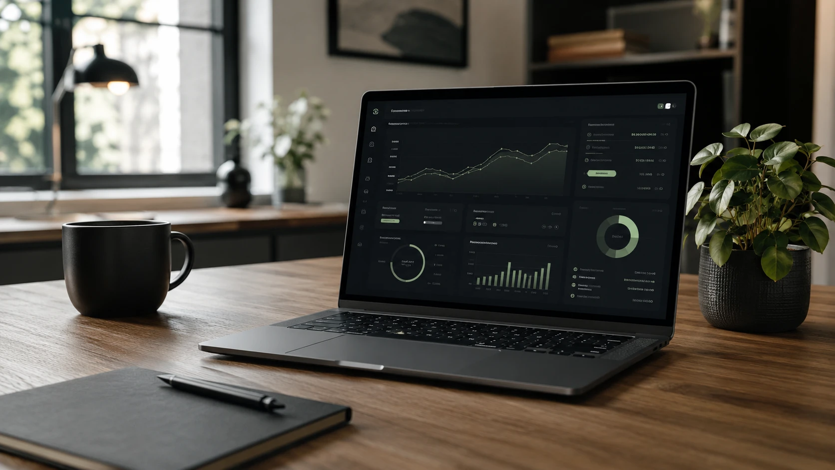 Laptop met vindbaarheidsdashboard op een bureau — het scanrapport laat zien waar je staat