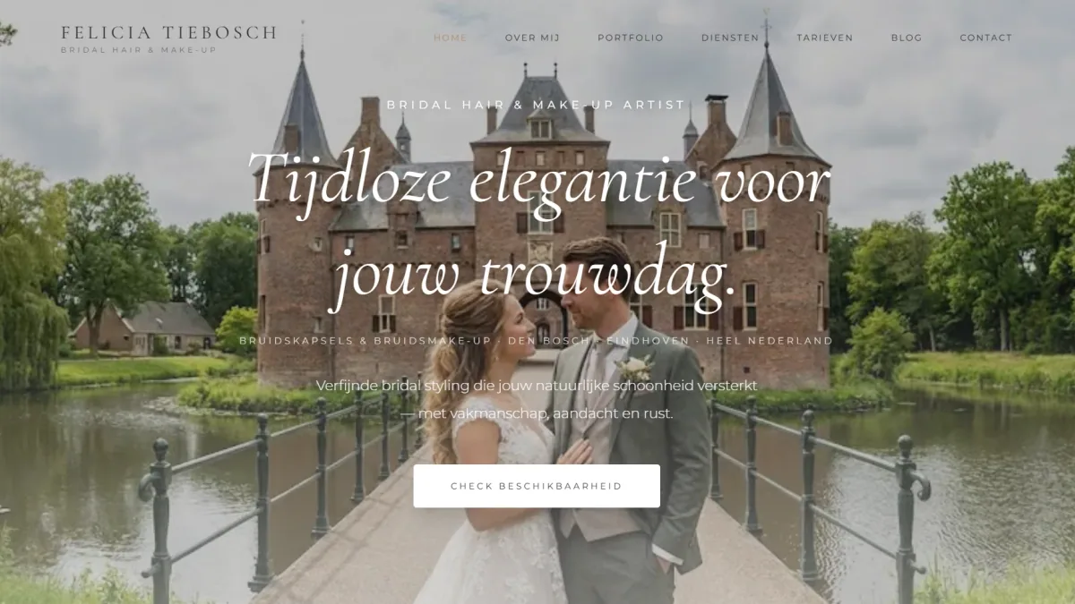 Website van Felicia Tiebosch Bridal, gebouwd door TwentyTwo Labs